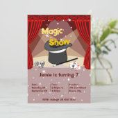 Magician Show Kinder 7. Geburtstagsparty Einladung (Stehend Vorderseite)