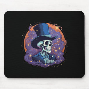 Magician Top Hat Stars Smoke Skull Halloween Mousepad