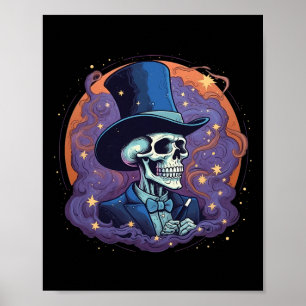 Magician Top Hat Stars Smoke Skull Halloween Poster