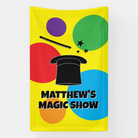 Magician wand and hat custom magic show banner (Vertikal)