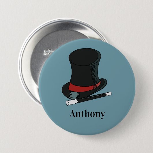 Magicians Hat and Magic Wand Personalisiert Button (Vorne & Hinten)