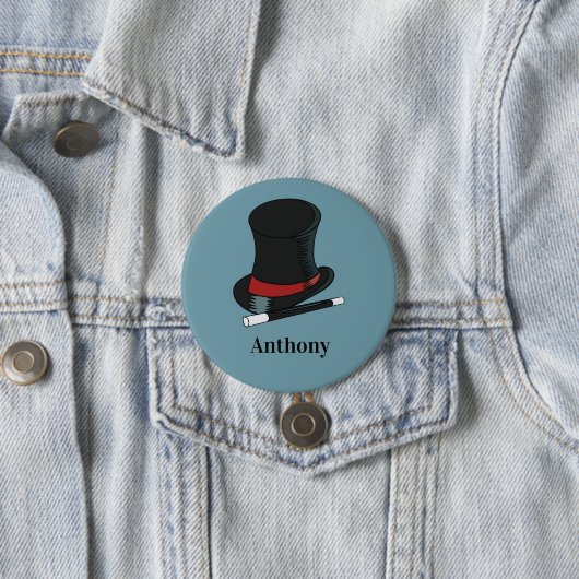 Magicians Hat and Magic Wand Personalisiert Button (Beispiel)