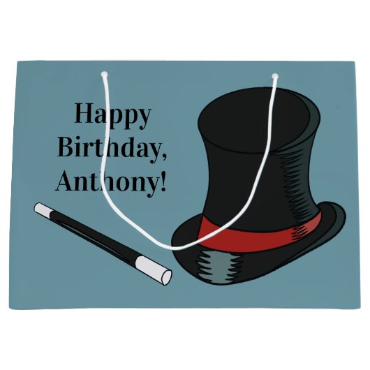 Magicians Hat and Magic Wand Personalisiert Große Geschenktüte (Vorderseite)