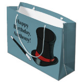 Magicians Hat and Magic Wand Personalisiert Große Geschenktüte (Rückseite Schrägansicht)