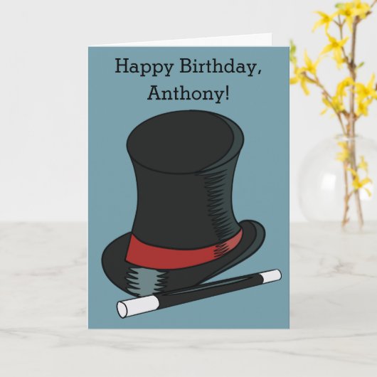 Magicians Hat and Magic Wand Personalisiert Karte (Gelbe Blume)