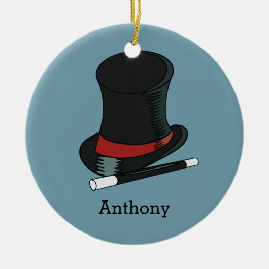 Magicians Hat and Magic Wand Personalisiert Keramik Ornament (Vorne)