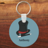 Magicians Hat and Magic Wand Personalisiert Schlüsselanhänger (Vorderseite)