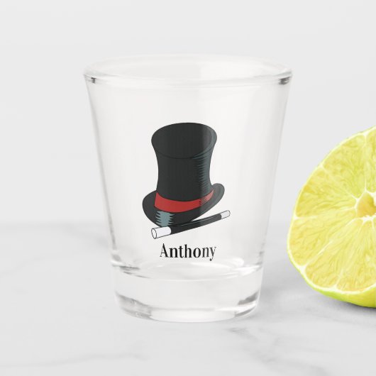 Magicians Hat and Magic Wand Personalisiert Schnapsglas (Vorderseite)