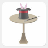 Magicians Rabbit in einem Hut Quadratischer Aufkleber (Vorderseite)