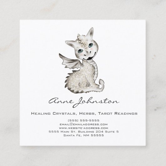 Magick Dragon Business Card Quadratische Visitenkarte (Rückseite)