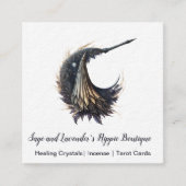 Magick Hexe Broom Moon Square Business Card Quadratische Visitenkarte (Vorderseite)