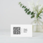 Magie beginnt hier | Anpassbarer QR-Code & Logo Visitenkarte (Stehend Vorderseite)