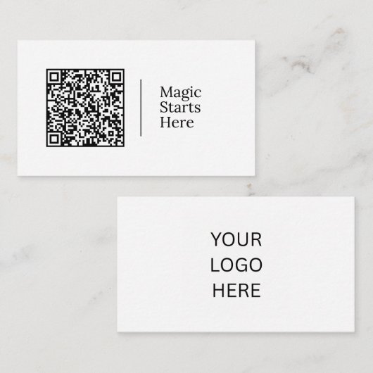 Magie beginnt hier | Anpassbarer QR-Code & Logo Visitenkarte (Vorne/Hinten)
