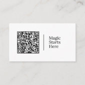 Magie beginnt hier | Anpassbarer QR-Code & Logo Visitenkarte (Vorderseite)