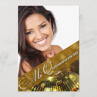 Magie beleuchtet Foto Quinceanera - Gold Einladung