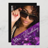 Magie beleuchtet lila Foto-das 30. Einladung (Vorne/Hinten)