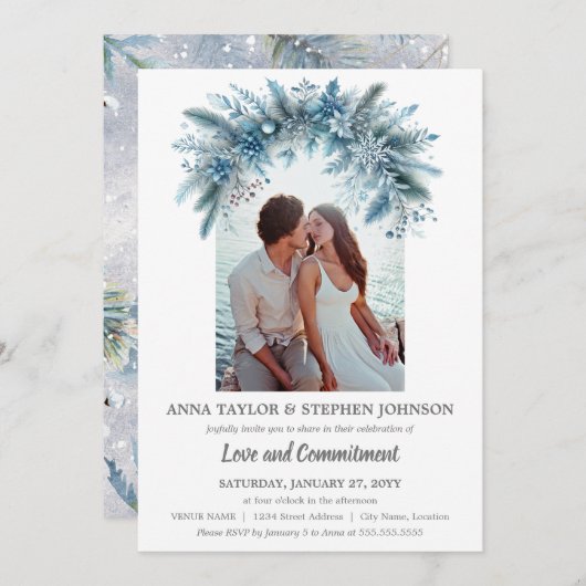 Magie der Feier zum Foto des Winters Einladung (Vorne/Hinten)