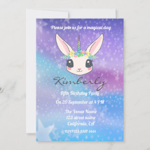Magie der Geburtstagsparty von Unicorn Einladung