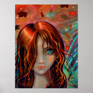 Magie der Herbst-Fantasie-Feenkunst 12 x 16 Poster