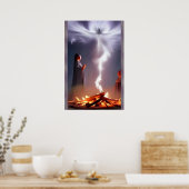 Magie des Campfeuers - AI Fantasy Art Print Tribal Poster (Küche)