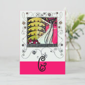 MAGIE DES FRÜHJAHRES, hellrosa, schwarz Einladung (Stehend Vorderseite)