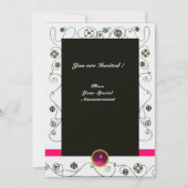 MAGIE DES FRÜHJAHRES, hellrosa, schwarz Einladung (Rückseite)