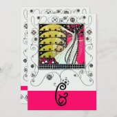 MAGIE DES FRÜHJAHRES, hellrosa, schwarz Einladung (Vorne/Hinten)