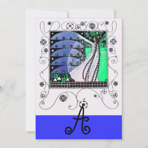 MAGIE DES FRÜHLINGS hell aqua blau teal schwarz Einladung