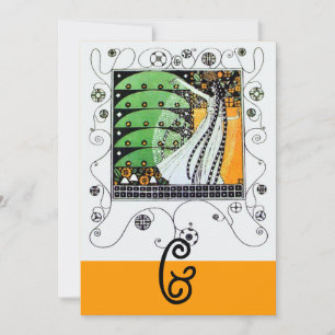 MAGIE DES FRÜHLINGS,hellgrün schwarz gelb Einladung