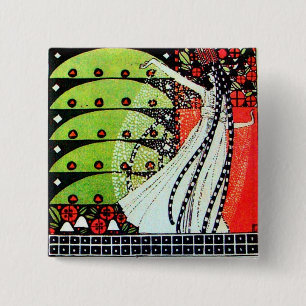 MAGIE DES FRÜHLINGS hellrot schwarz weiß grün Button