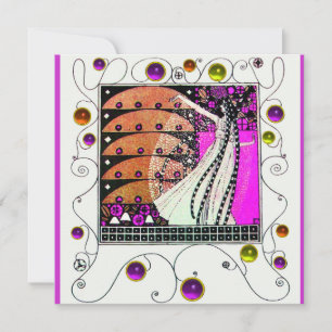 MAGIE DES FRÜHLINGS hellviolett schwarz braun Einladung