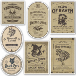 Magie des Vintagen Halloween-Hexentränke-Labels Aufkleber