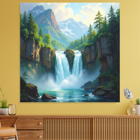 Magie des Wasserfalls Leinwanddruck (Insitu (Wohnzimmer))