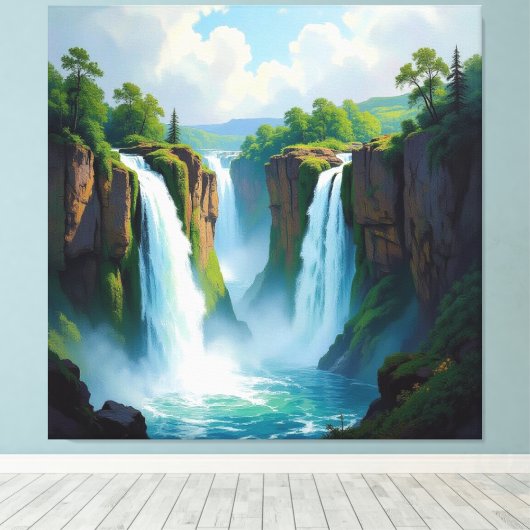 Magie des Wasserfalls Leinwanddruck (Insitu (Holzboden))