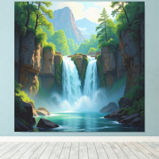 Magie des Wasserfalls Leinwanddruck (Insitu (Holzboden))