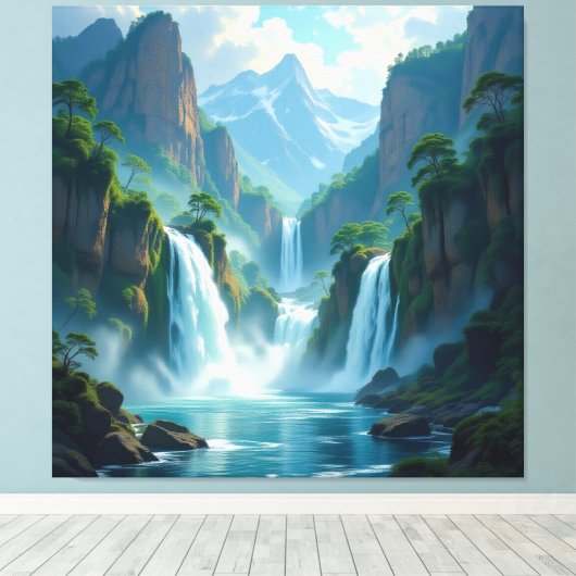 Magie des Wasserfalls Leinwanddruck (Insitu (Holzboden))