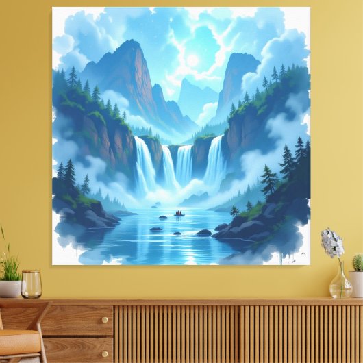 Magie des Wasserfalls Leinwanddruck (Insitu (Wohnzimmer))