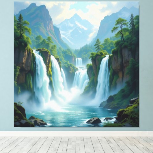 Magie des Wasserfalls Leinwanddruck (Insitu (Holzboden))