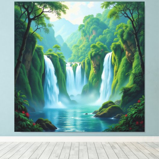 Magie des Wasserfalls Leinwanddruck (Insitu (Holzboden))