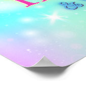 Magie Einhorn Panda auf Regenbogenuntergrund Klass Poster (Ecke)