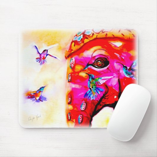 "Magie in allen Größen" Kolibris u. Elefant-Druck Mousepad (Mit Mouse)