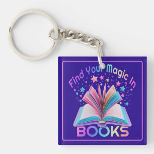 Magie in Büchern finden Lila und Rosa Schlüsselanhänger