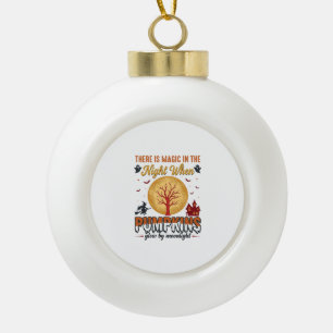 Magie in der Nacht Halloween-Kürbisse Vintage-Desi Keramik Kugel-Ornament