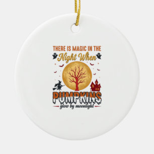 Magie in der Nacht Halloween-Kürbisse Vintage-Desi Keramik Ornament