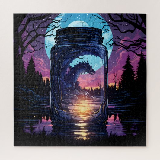 Magie in einem Jar - Mystischer Drache Puzzle (Vertikal)