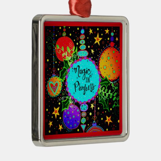 Magie in Progress Niedlich farbenfroh whimsical Ornament Aus Metall (Rechts)