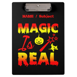 Magie ist echter Halloween Pumpkin Hexe Zauber Wan Klemmbrett