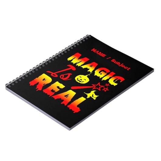 Magie ist echter Halloween Pumpkin Hexe Zauber Wan Notizblock (Linke Seite)