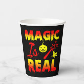 Magie ist echter Halloween Pumpkin Hexe Zauber Wan Pappbecher (Rückseite)
