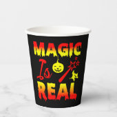 Magie ist echter Halloween Pumpkin Hexe Zauber Wan Pappbecher (Vorderseite)